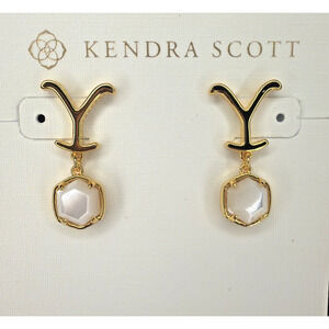 Kendra Scott Yellow Rose x Yellowstone Dutton Drop Earrings | Vintage Gold & MOP